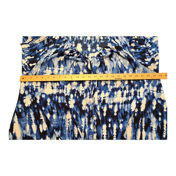 Sami & Jo Plus Size Womens Top 2X Tie Front Balloon Sleeve Artsy Colorful Career - Picture 9 of 11